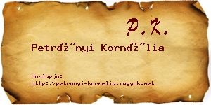 Petrányi Kornélia névjegykártya